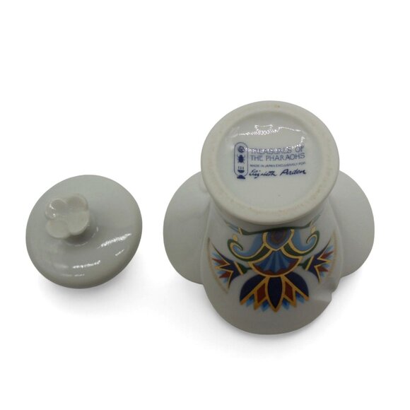ELIZABETH ARDEN Porcelain Trinket Box Candle Jar Pharaohs Treasures Vintage 2.7" - Picture 7 of 9